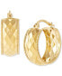ფოტო #3 პროდუქტის Wide Width Patterned Small Hoop Earrings in 10k Gold, 1"