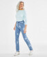 Фото #1 товара Petite Tulip Printed High Rise Natural Straight Jeans, Created for Macy's