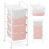 Фото #1 товара Wózek pomocnik kosmetyczny fryzjerski łazienkowy 4 szuflady 36 x 32 x 76 cm - różowo biały