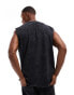 Фото #3 товара ASOS DESIGN oversized vest in heavyweight 220gsm washed black with print