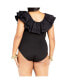 Фото #3 товара Plus Size Frill Shoulder Bodysuit