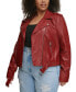 Фото #3 товара Plus Size Faux Leather Belted Motorcycle Jacket