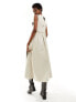 COLLUSION twill raw hem maxi smock dress in stone 34 - фото #7