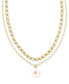ფოტო #1 პროდუქტის 14k Gold-Plated Color Flower Layered Pendant Necklace, 16" + 3" extender