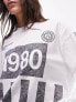 Topshop graphic long sleeve 1980 sporty skater tee in white