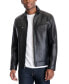 ფოტო #1 პროდუქტის Men's Perforated Faux Leather Moto Jacket, Created for Macy's
