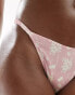 Wild Lovers Emily contrast floral print thong in pink and white