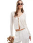 Фото #1 товара Brave Soul tie front knitted long sleeve top in cream