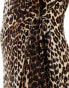 Фото #3 товара Pieces wide sleeve wrap midi dress in leopard print