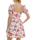 Фото #2 товара Juniors' Floral Print Puff-Sleeve Fit & Flare Dress