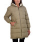 Women's Long Faux Fur Lined Puffer Jacket with Hood