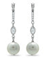 Imitation Pearl Cubic Zirconia Art Deco Linear Earrings Crafted in Silver Plate