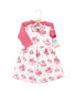 ფოტო #3 პროდუქტის Toddler Girls Cotton Dress and Cardigan Set, Blush Rose