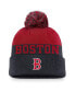 Men's Navy Boston Red Sox Rewind Peak Cuffed Knit Hat with Pom