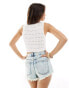 ASOS DESIGN knitted crochet top with cut out with bead detail in cream Бежевый, L - EU 44-46 - фото #2