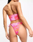 Vero Moda high leg tie side bikini bottoms in pink snake print