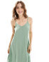 Фото #3 товара Vero Moda woven cami midi dress with v front in green