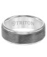 Фото #3 товара Men's Crystalline Finish Tungsten Comfort Fit Wedding Band in White & Gray Tungsten Carbide