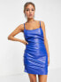 Фото #1 товара 4th & Reckless leather look strappy mini dress co-ord in blue