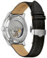 ფოტო #3 პროდუქტის Men's Automatic Wilton GMT Black Leather Strap Watch 43mm
