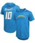 Фото #1 товара Men's Fanatics Justin Herbert Powder Blue Los Angeles Chargers Player Name and Number Tri-Blend Hoodie T-shirt
