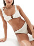 4th & Reckless ring front crinkle bikini top in cream