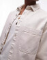 Topman long sleeve button through twill overshirt in ecru S - Chest 38 - фото #3