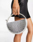 Фото #8 товара Public Desire The Alessia jewel clutch bag in silver croc