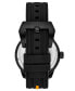 ფოტო #2 პროდუქტის Men's Black Rubber Silicone Strap with Orange Stripe Watch 44mm