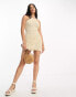 Фото #2 товара Miss Selfridge festival crochet criss cross open back mini dress in cream