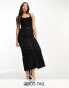 Фото #3 товара ASOS DESIGN Tall 2 in 1 ribbed scoop neck vest with cargo midi skirt in black with contrast stitch