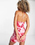 Фото #2 товара Urban Threads halter neck mini dress in pink heart print