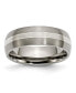 ფოტო #1 პროდუქტის Titanium Brushed Sterling Silver Inlay Grooved Band Ring