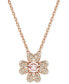 ფოტო #1 პროდუქტის Rose Gold-Tone Idyllia Crystal Clover Pendant Necklace, 15" + 2-3/4" extender