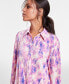 Фото #3 товара Women's Printed Crinkled Shirt, Created for Macy's