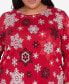 ფოტო #2 პროდუქტის Plus Size Classic Snowflake Infused Top