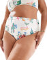 ASOS DESIGN Curve high leg high waist bikini bottom in postcard print