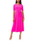 ფოტო #1 პროდუქტის Women's Three-Ring Keyhole-Neck Belted Midi Dress