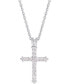 ფოტო #1 პროდუქტის Diamond Cross Pendant Necklace (1/2 ct. t.w.) in Sterling Silver or 14k Gold-Plate Over Sterling Silver, 16" + 2" Extender