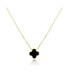 ფოტო #1 პროდუქტის Small Onyx Single Clover Necklace 14K Gold