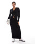 Фото #1 товара Object rib knit maxi skirt co-ord in black