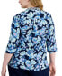 Фото #2 товара Plus Size 100% Linen Embellished Split-Neck Tunic Top, Created for Macy's