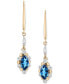 ფოტო #1 პროდუქტის London Blue Topaz (5/8 ct. tw.) & Diamond (1/20 ct. tw.) Flower Motif Drop Earrings in 14k Gold