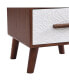 Embossed White End Table with Drawer and Wood Legs