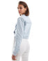 Hollister cropped denim jacket in light wash blue Helle Waschung, XXS - 2XS - фото #3