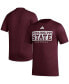 Фото #2 товара Men's Maroon Mississippi State Bulldogs Football Practice AEROREADY Pregame T-shirt