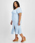 Фото #3 товара Women's Printed Puff-Sleeve Midi Dress, XXS-4X