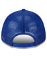 ფოტო #4 პროდუქტის Men's Royal Golden State Warriors Plate Oversized Patch Trucker 9FORTY Adjustable Hat