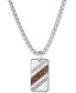 ფოტო #1 პროდუქტის Men's Chocolate Diamond (1/4 ct. t.w.) & Nude Diamond (1/6 ct. t.w.) Dog Tag 22" Pendant Necklace in Sterling Silver & 14k Rose Gold-Plate