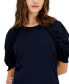 Фото #3 товара Women's Mixed-Media Smocked-Sleeve Top